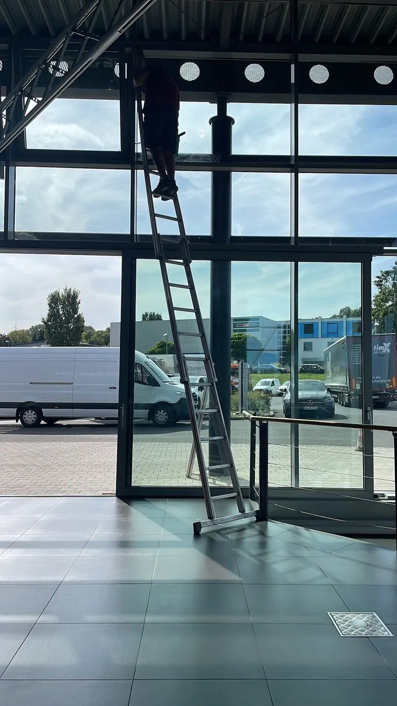 Große Glasflächen eines gewerblichen Gebäudes